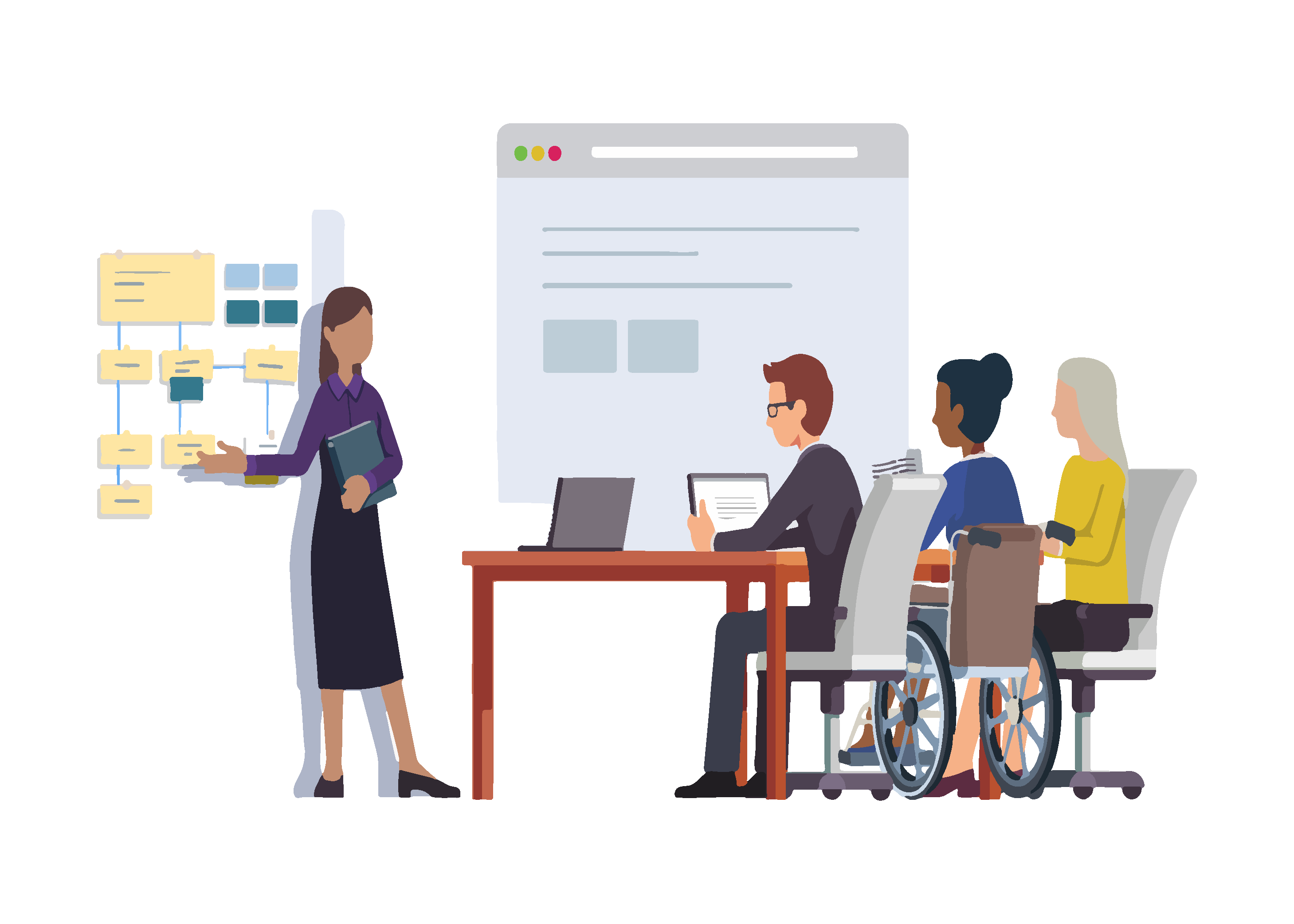 An accessibility consultant speaking in front of her clients.
