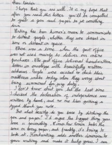 An example of a special case handwritten page.