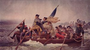 Painting of Washington Crossing the Delaware by artist Emanuel Leutze.