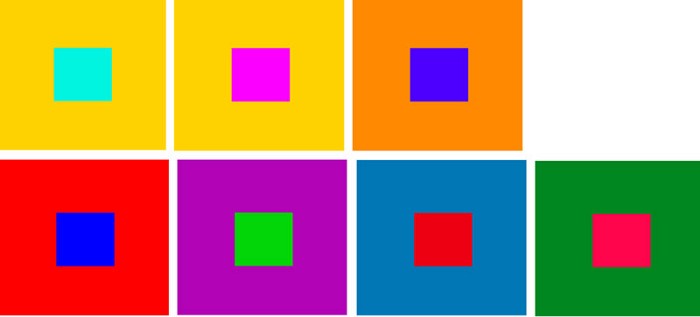Various squares of different colors.