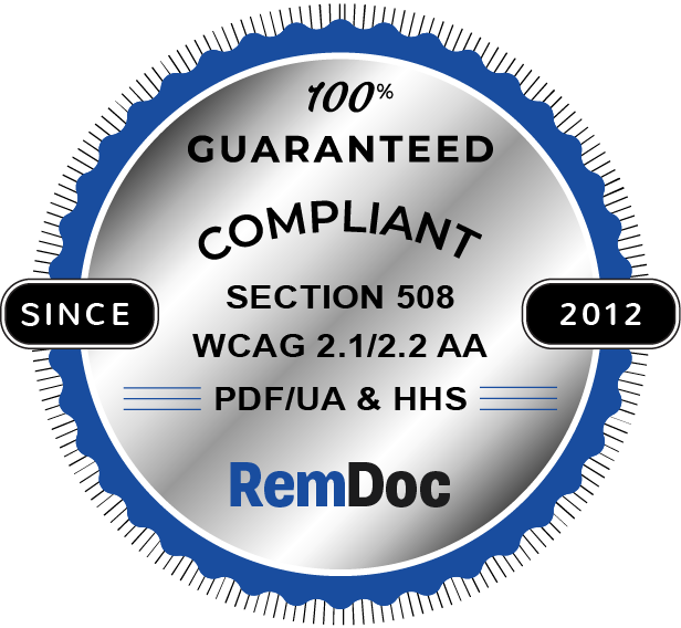 RemDoc's 100% guaranteed compliant badge.